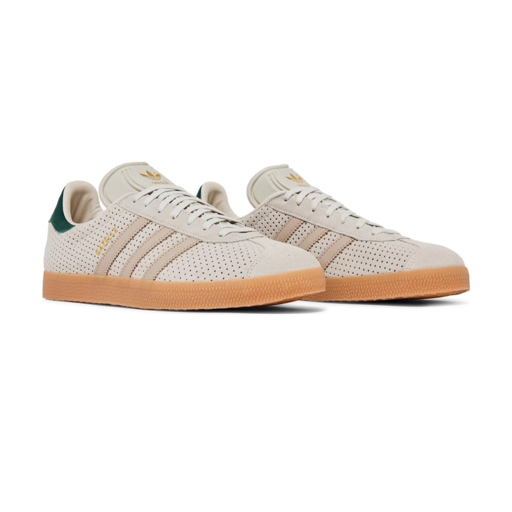 Adidas Gazelle Indoor Originals Shoes  Beige-Collegiate Green IF7155 sz 8.5